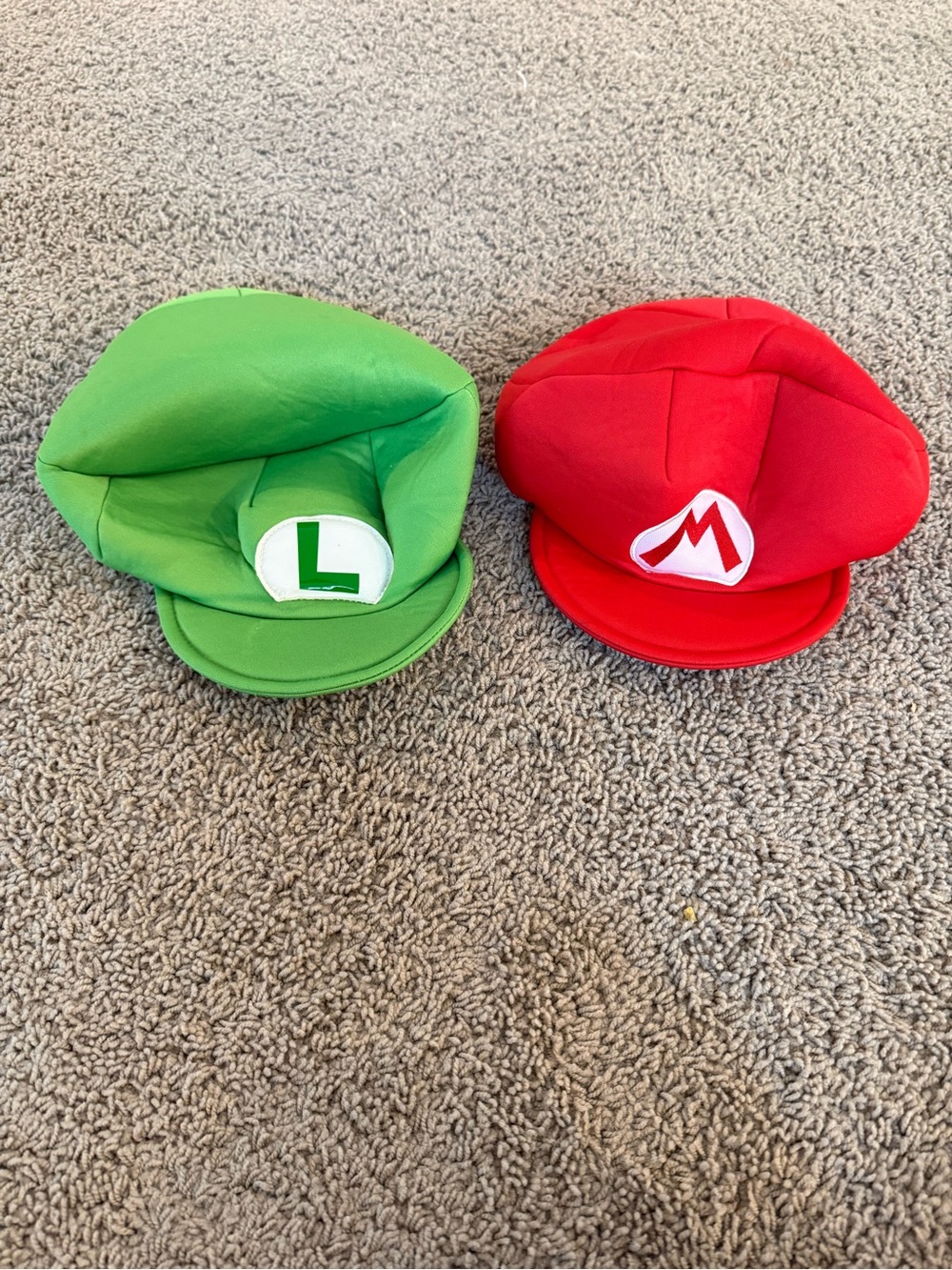 Adult Super Mario & Luigi Costume Hats – Red Mario & Green Luigi Caps